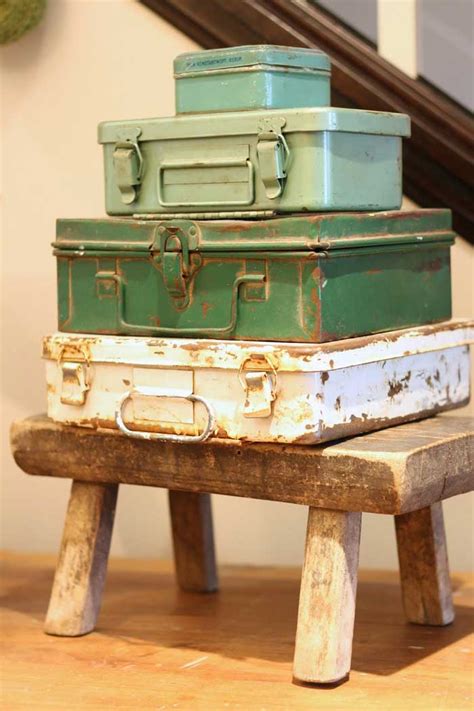 decorating with old metal tool boxes|old tool box decorating ideas.